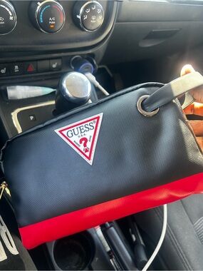 GUESS Black with Red Accent Men's Toiletry Bag